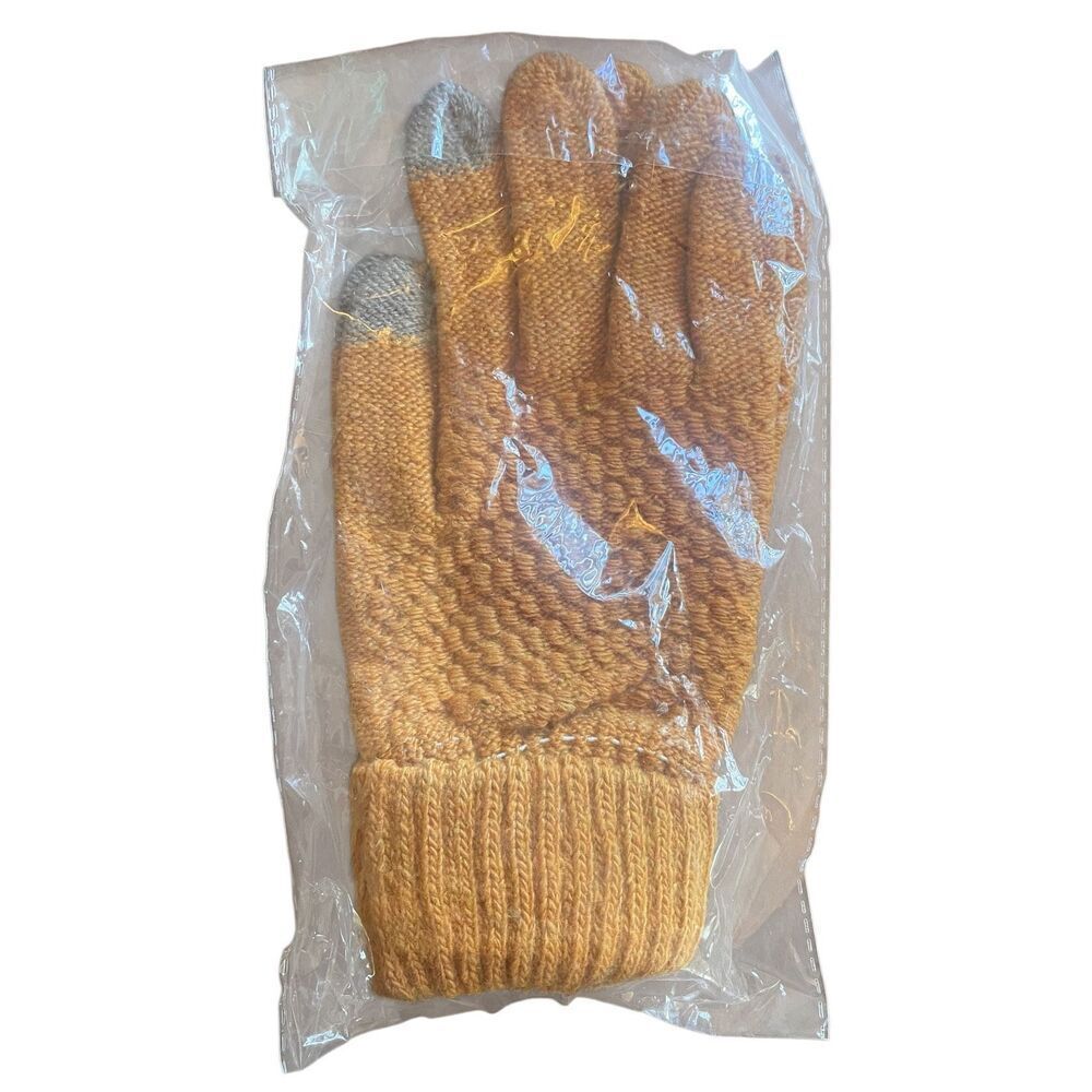 Touchscreen Gloves Unisex Burnt Orange Knit Winter - Picture 7 of 7